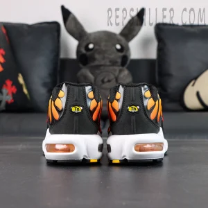 Nike Air Max Plus “Sunset” heel view with Air cushioning and TN logo