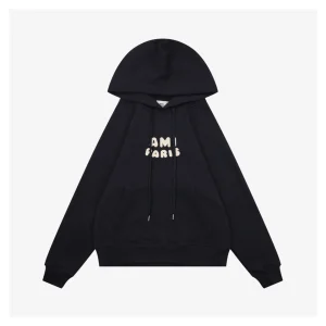 Ami Embroidered Letter Patch Hoodie Front view