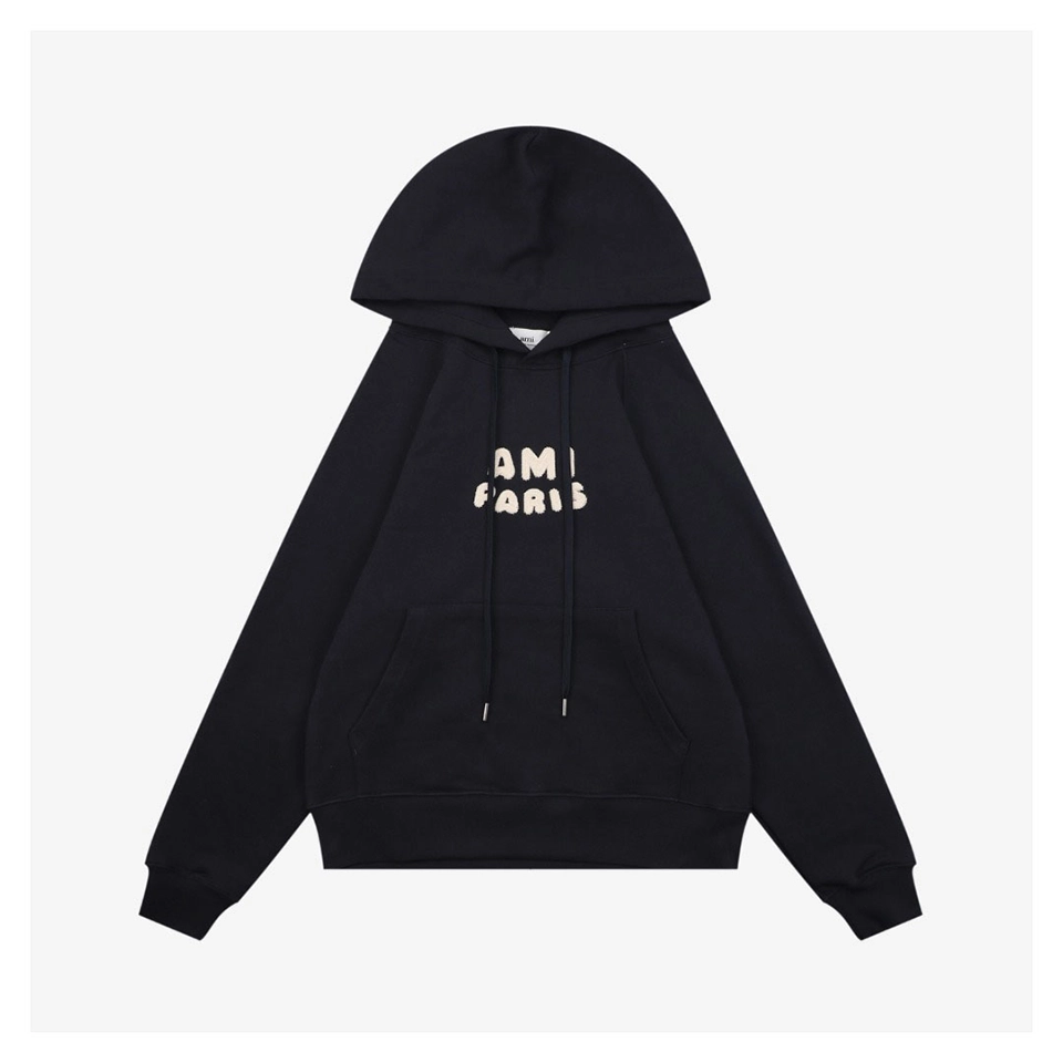 Ami Embroidered Letter Patch Hoodie Front view
