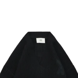 Ami Heart Color-Block Knit Cardigan