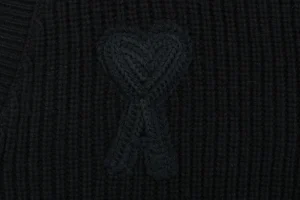 Ami Heart Color-Block Knit Cardigan