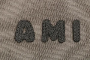 Ami Playful Letter Embroidered Knit Cardigan Brand