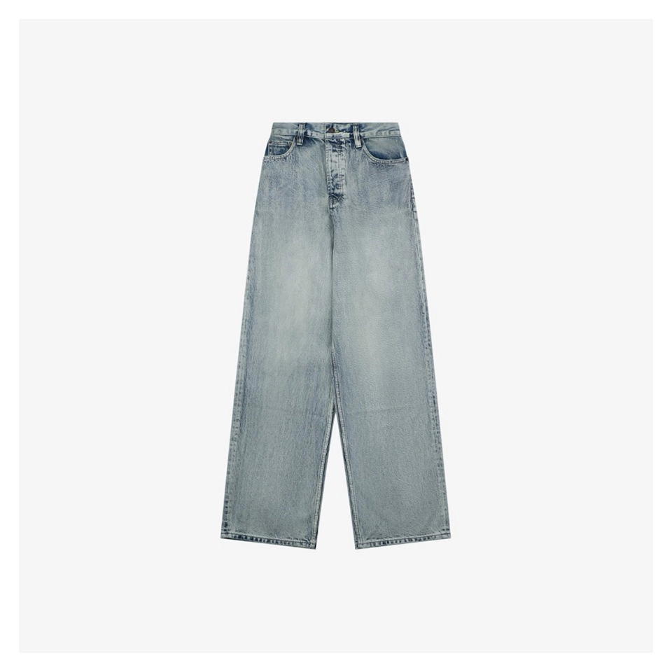 Balenciaga Baggy Ice Blue Washed Wide-Leg Denim Jeans Front view