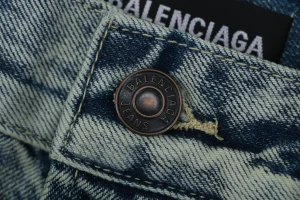 Balenciaga Baggy Ice Blue Washed Wide-Leg Denim Jeans Button