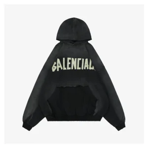 Balenciaga Yellow Tape Print Oversized Hoodie Front view