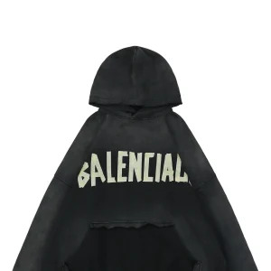 Balenciaga Yellow Tape Print Oversized Hoodie