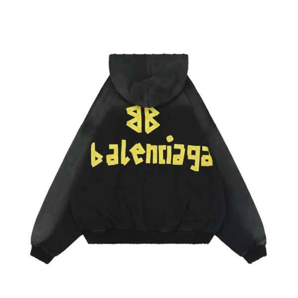 Balenciaga Yellow Tape Print Oversized Hoodie Back view