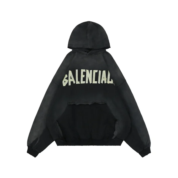 Balenciaga Yellow Tape Print Oversized Hoodie Front view