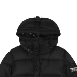 Burberry Arm Slogan Detachable Down Jacket Black