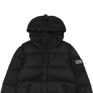 Burberry Arm Slogan Detachable Down Jacket Black
