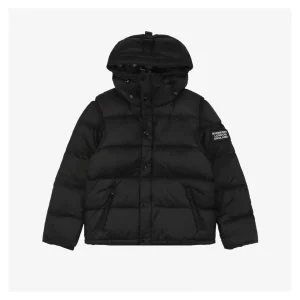 Burberry Arm Slogan Detachable Down Jacket Black Front view