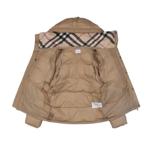 Burberry Arm Slogan Detachable Down Jacket Brown Lining