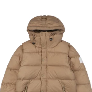 Burberry Arm Slogan Detachable Down Jacket Brown