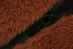 Burberry Black Label Shearling Zip-Up Jacket Khaki Zipper puller