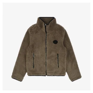 Burberry Black Label Shearling Zip-Up Jacket Brown Front view