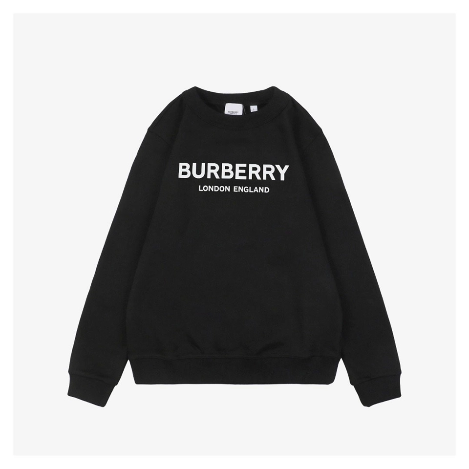 Burberry Double Letter Print Crewneck Sweatshirt Black Front view