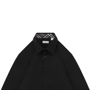 Burberry Tonal Equestrian Knight Embroidered Shirt Black