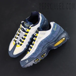 Top-down view of Eric Koston x Nike SB Air Max 95 showing tongue branding and lace system
