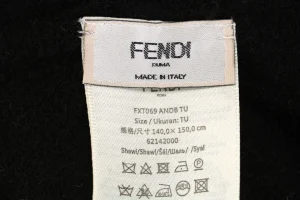 Fendi FF Monogram Reversible Wool Shawl Wash label