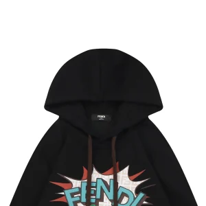 Fendi Graphic Letter Print Hoodie Black