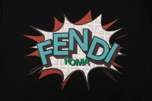 Fendi Graphic Letter Print Hoodie Black Front Print