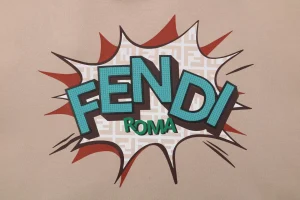 Fendi Graphic Letter Print Hoodie Beige Front view