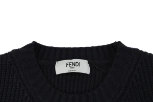 Fendi Logo Crewneck Knit Sweater Black Collar