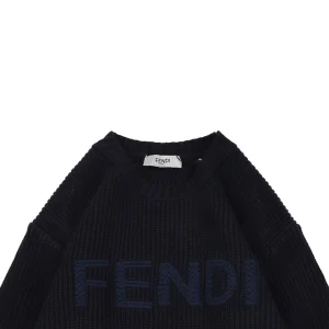 Fendi Logo Crewneck Knit Sweater Black