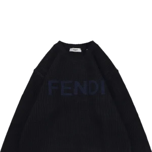 Fendi Logo Crewneck Knit Sweater Black