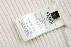 Fendi Logo Crewneck Knit Sweater Beige Wash label