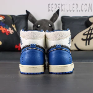 Fragment x Union x Air Jordan 1 “Sport Royal” heel detail view