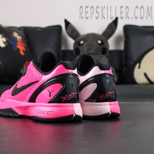 Nike Kobe 6 Protro Kay Yow pink and black gradient colorway heel detail with Zoom cushioning and signature accents
