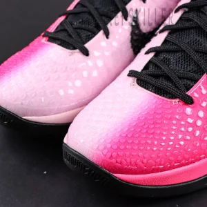 Nike Kobe 6 Protro Kay Yow toe box close-up highlighting pink snakeskin texture and gradient finish