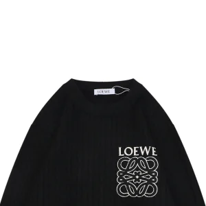 Loewe Cable-Knit Logo Crewneck Sweater Black