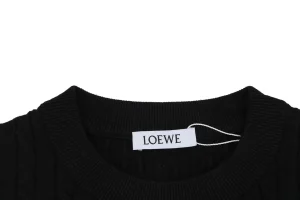 Loewe Cable-Knit Logo Crewneck Sweater Black Collar