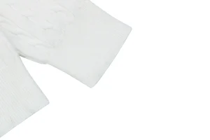 Loewe Cable-Knit Logo Crewneck Sweater White Cuff