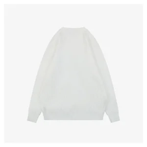 Loewe Cable-Knit Logo Crewneck Sweater White Back view