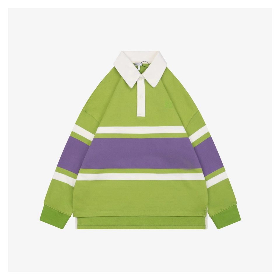 Loewe Color-Block Striped Polo Sweatshirt Green Front view