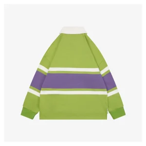 Loewe Color-Block Striped Polo Sweatshirt Green Back view