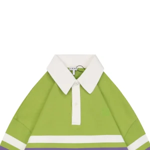 Loewe Color-Block Striped Polo Sweatshirt Green