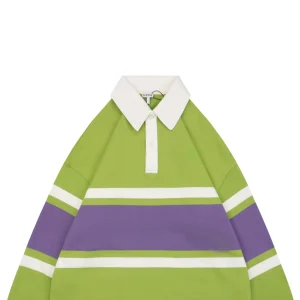 Loewe Color-Block Striped Polo Sweatshirt Green