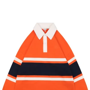 Loewe Color-Block Striped Polo Sweatshirt Orange