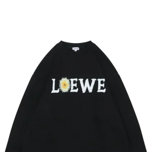 Loewe Daisy Logo Printed Crewneck Sweatshirt Black