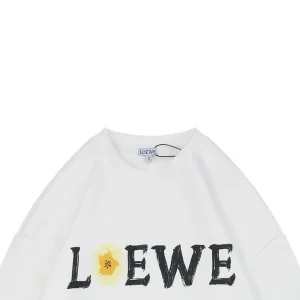 Loewe Daisy Logo Printed Crewneck Sweatshirt White