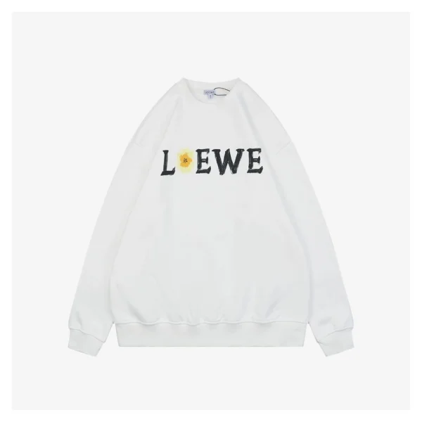 Loewe Daisy Logo Printed Crewneck Sweatshirt White Front view
