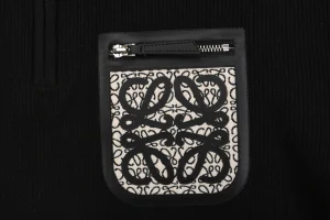 Loewe Faux Pocket Anagram Half-Zip Knit Sweater Black Pocket