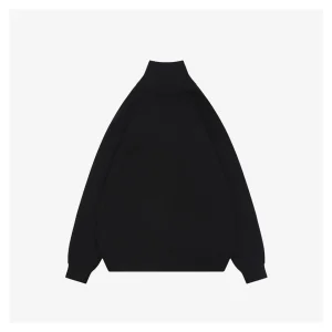 Loewe Faux Pocket Anagram Half-Zip Knit Sweater Black Back view