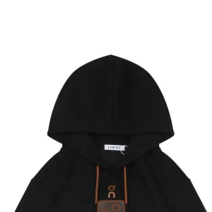 Loewe ON Collaboration Floral Logo Drawstring Hoodie Black