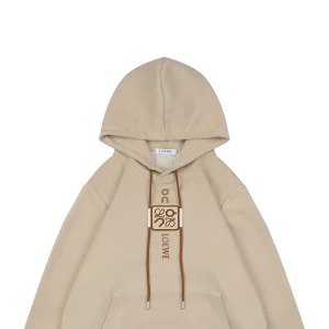 Loewe ON Collaboration Floral Logo Drawstring Hoodie Brown