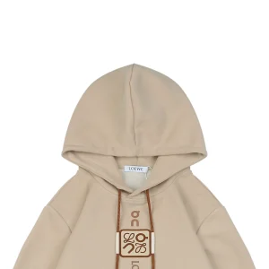 Loewe ON Collaboration Floral Logo Drawstring Hoodie Brown